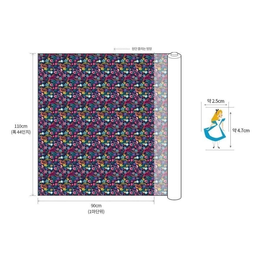 🌸現貨🌸韓國布 薄棉布 迪士尼公主系列 愛麗絲花園與妙妙貓 愛麗絲夢遊仙境 版型可代找 布料 韓國布料 正版授權-細節圖6
