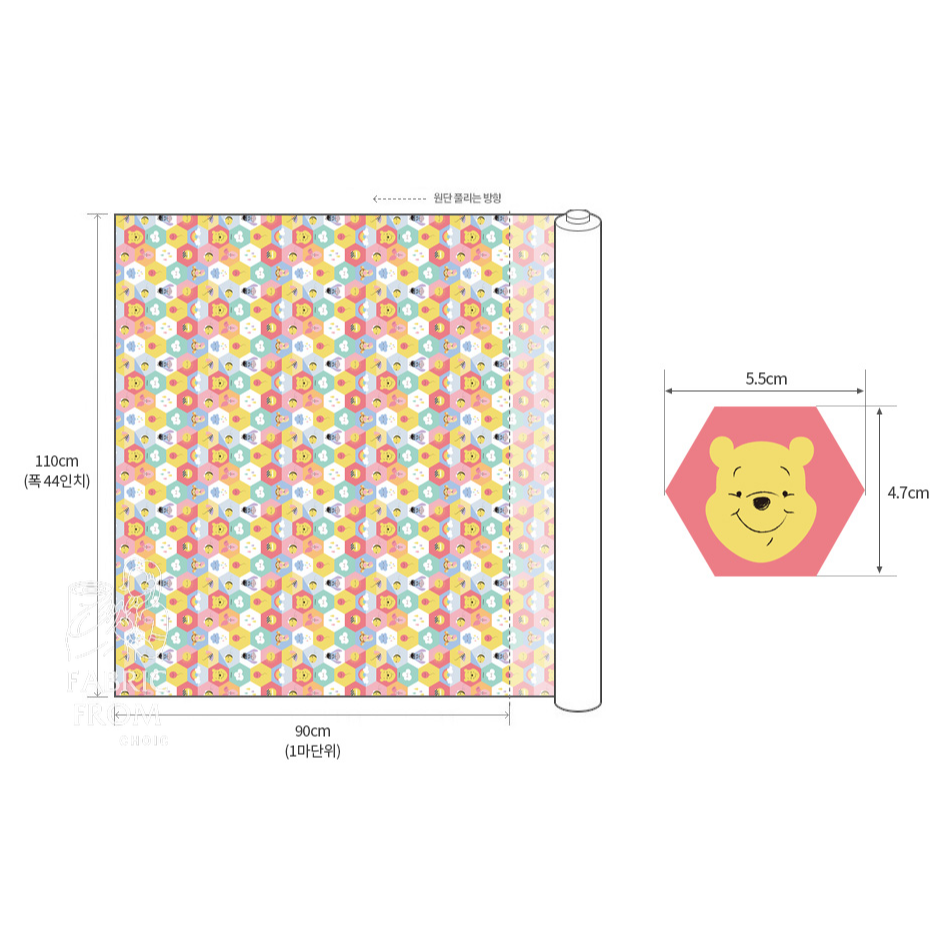 韓國布 迪士尼版權布 cottonvill 小熊維尼 D妹韓布專賣店 薄棉布 棉布 彌月禮盒 圍兜 蜂巢 蜂蜜-細節圖9