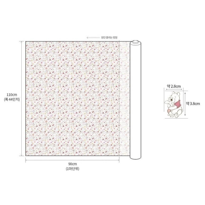 韓國布 純棉布 迪士尼100周年系列 版權布小熊維尼與小豬-兔子公園-細節圖4