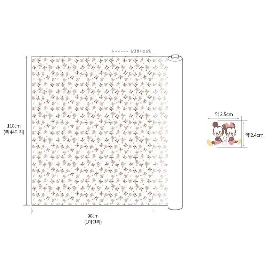韓國布 純棉布 迪士尼100周年系列 版權布 花開米奇米妮-細節圖4