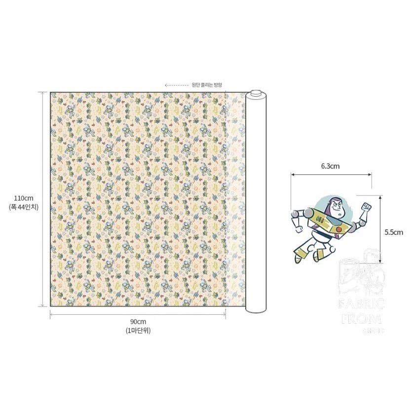 🌸現貨🌸韓國布 純棉布 迪士尼版權布  Pizza星球 棉布 巴斯光年 三眼怪 胡迪 火腿豬 卡通布 韓國布料 正版-細節圖5
