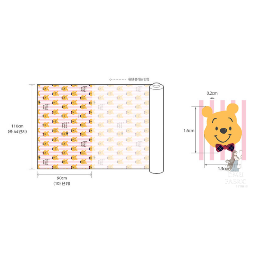 🌸現貨🌸韓國布 小熊維尼與他的好朋友們 韓國布 純棉布 迪士尼系列 手繪風 跳跳虎 伊兒 小豬 老虎 豬 韓國布料-細節圖9