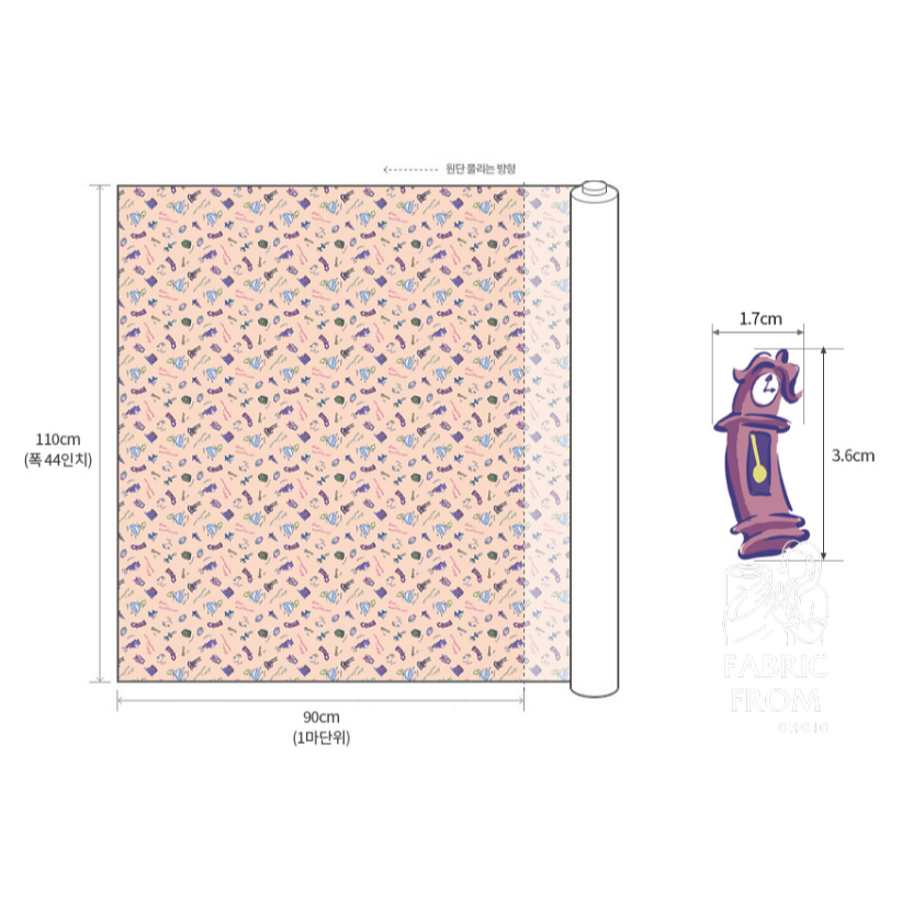 🌸現貨🌸韓國布 愛麗絲夢遊仙境 手繪風 韓布 純棉布 迪士尼系列  韓國布料-細節圖4