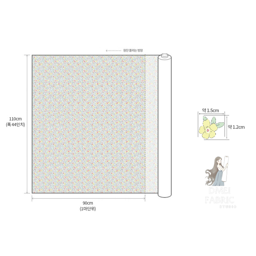 🍀預購🍀韓國布 有機棉『baby花園2色 』 純棉布 印花布 薄棉布 韓布 碎花布 洋裝 裙子 圍兜 嬰兒用品 布料-細節圖5