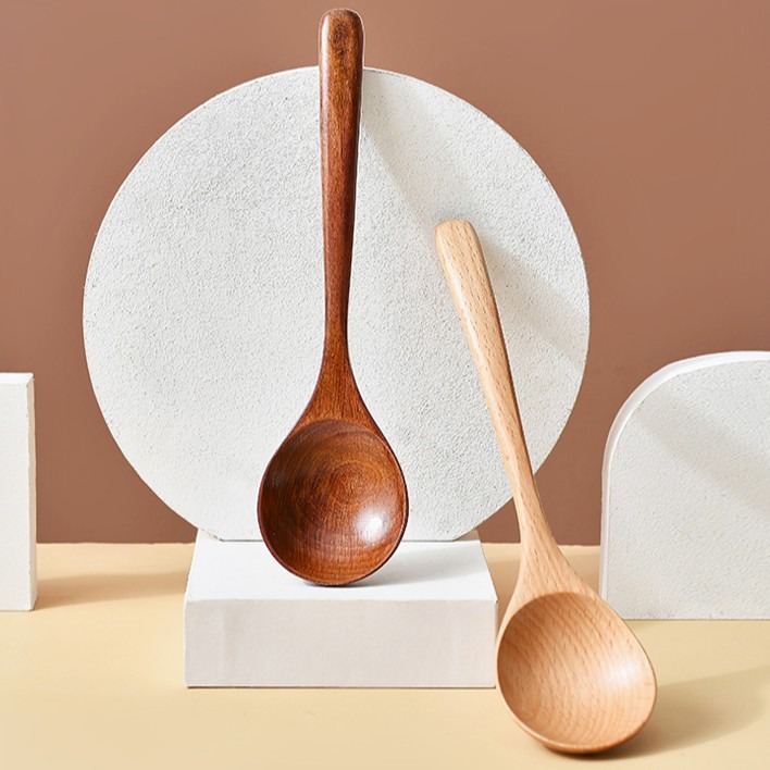 現貨稀！【20／23CM獨家厚實款】圓頭加長大頭木勺超大口喝粥勺吃飯寬口泡麵勺拉麵勺~調羹木湯匙【CH007】-細節圖5