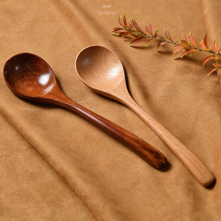 現貨稀！【20／23CM獨家厚實款】圓頭加長大頭木勺超大口喝粥勺吃飯寬口泡麵勺拉麵勺~調羹木湯匙【CH007】-細節圖7