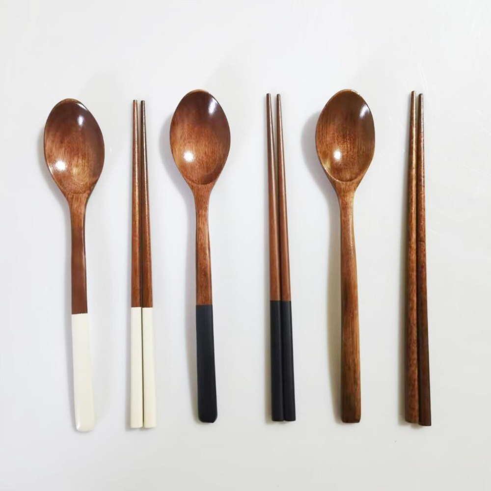 現貨！23.5CM韓式木杓套裝~奶杏色大頭勺加長柄木勺筷套裝咖啡奶茶打蛋器攪拌勺木湯匙【CH003】-細節圖2