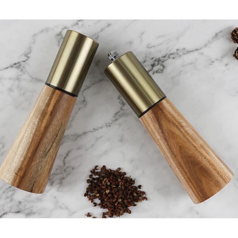 5.5x18cm！ 廚房工具胡椒花椒粗鹽研磨器金屬相思木胡椒磨套裝【CH642】-細節圖4