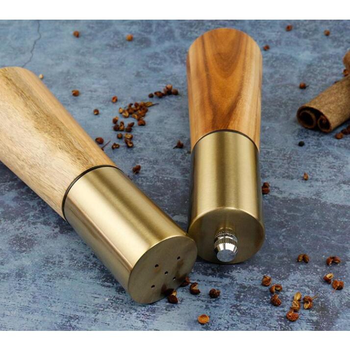 5.5x18cm！ 廚房工具胡椒花椒粗鹽研磨器金屬相思木胡椒磨套裝【CH642】-細節圖5