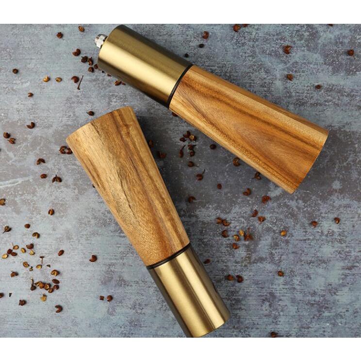 5.5x18cm！ 廚房工具胡椒花椒粗鹽研磨器金屬相思木胡椒磨套裝【CH642】-細節圖6