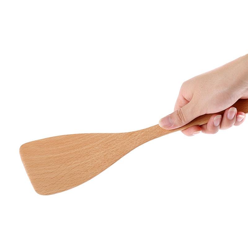 現貨無漆！ 34CM櫸木鍋鏟不沾鍋木鏟木質炒菜鏟長柄煎鏟烹飪鏟【CH565】-細節圖2