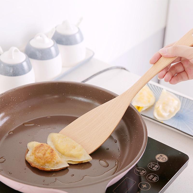現貨無漆！ 34CM櫸木鍋鏟不沾鍋木鏟木質炒菜鏟長柄煎鏟烹飪鏟【CH565】-細節圖6