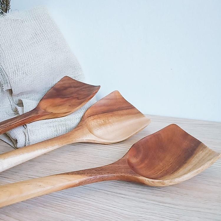 現貨稀！超滑潤手感~36／39CM厚實款柚木鏟烏檀木鏟長柄木質不沾鍋鏟炒菜鏟【CH554】-細節圖2