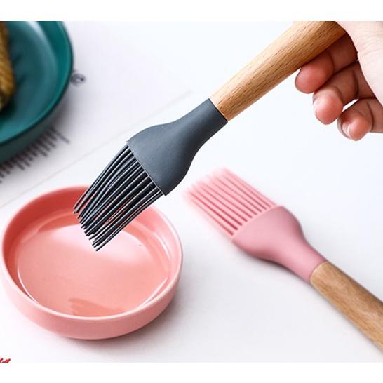 現貨！25CM烘培用矽膠木刷~加厚櫸木圓手柄蛋糕抹油刷子氣炸鍋烤箱專用【CH538】-細節圖3