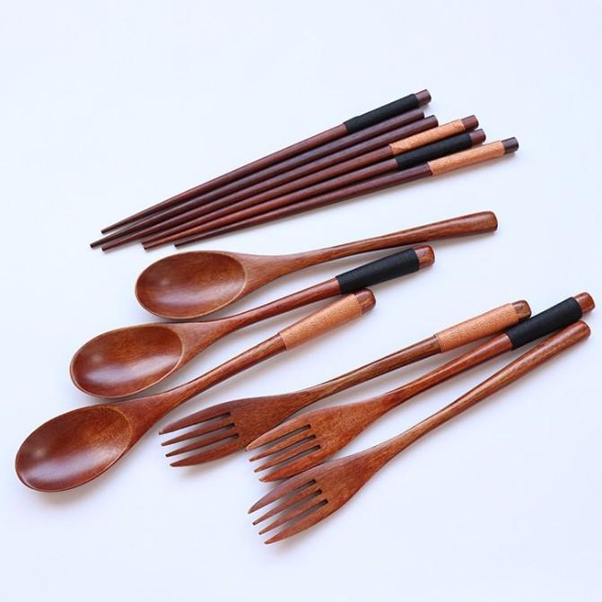 現貨！【22.5／18CM大小尺寸】日式環保長柄纏線木勺木叉泡麵叉便攜創意餐具木湯匙【CH020】-細節圖4