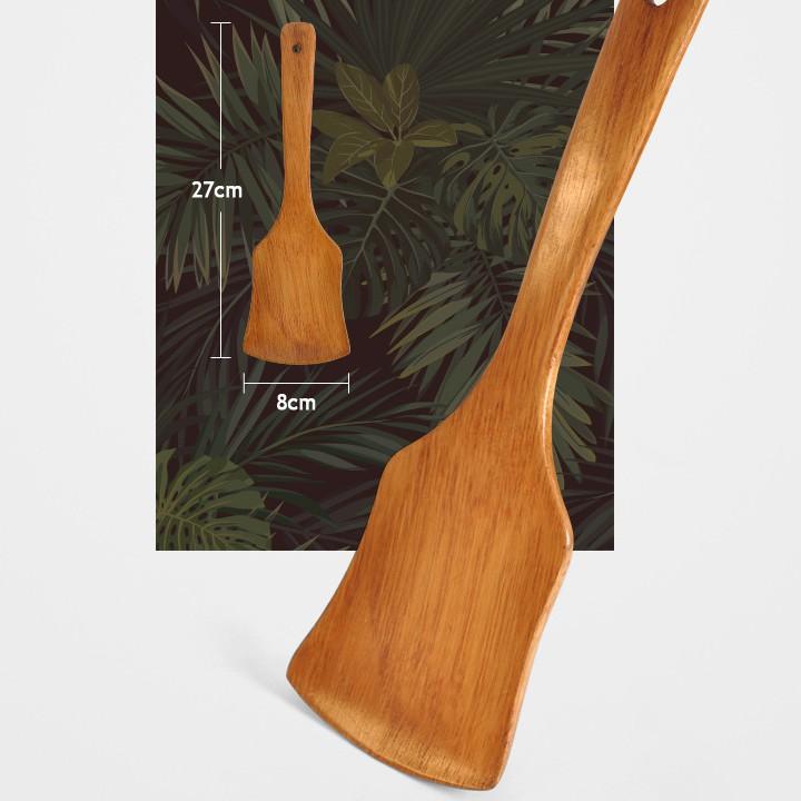 現貨！大小頭兩款~26CM天然不沾鍋無漆木鏟 玉子燒木鏟 廚房斧頭鏟煎蛋鏟【CH364】-細節圖6