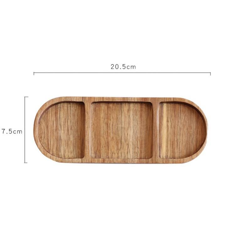 現貨稀！20CM歐風三格小菜碟木質調味醬料碟 家用橢圓醬醋碟小吃碟餐具【CH110】-細節圖5