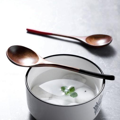 現貨稀！16CM迷你可愛款~圓頭細柄黑紅細手柄 環保創意楠木勺點心木湯匙【CH019】-細節圖2