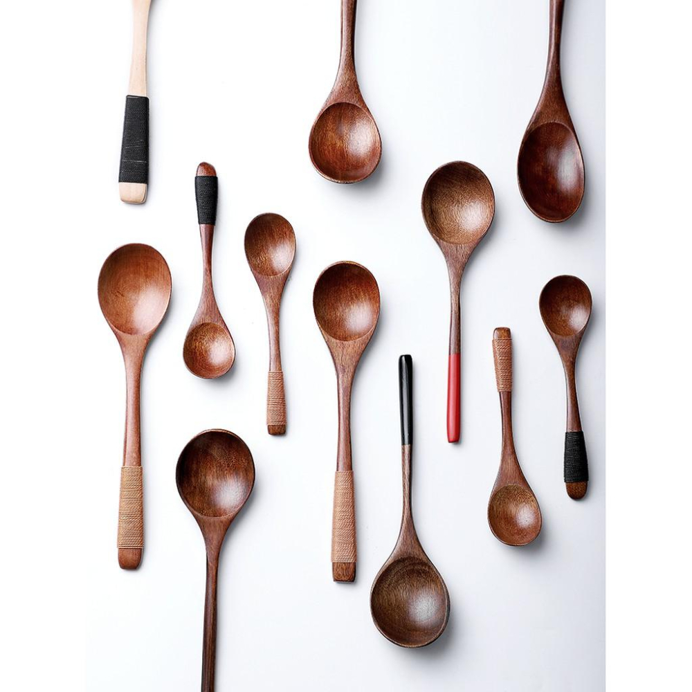 現貨稀！16CM迷你可愛款~圓頭細柄黑紅細手柄 環保創意楠木勺點心木湯匙【CH019】-細節圖9