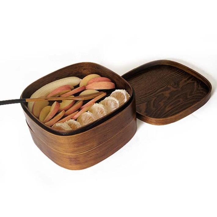 現貨稀！2L大容量精品雙層木飯盒~大容量日式木質壽司盒 創意八角形野餐盒實木便當盒【CH122】-細節圖4
