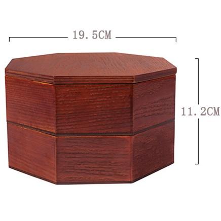 現貨稀！2L大容量精品雙層木飯盒~大容量日式木質壽司盒 創意八角形野餐盒實木便當盒【CH122】-細節圖9