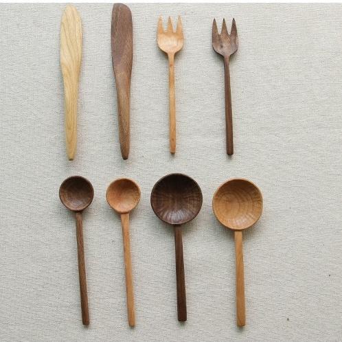 現貨稀！無漆款~精雕細琢水波紋雕刻工藝品木勺叉~黑胡桃木／櫻桃木實木勺木叉木湯匙烘培贈禮品收藏家用【CH558】-細節圖3