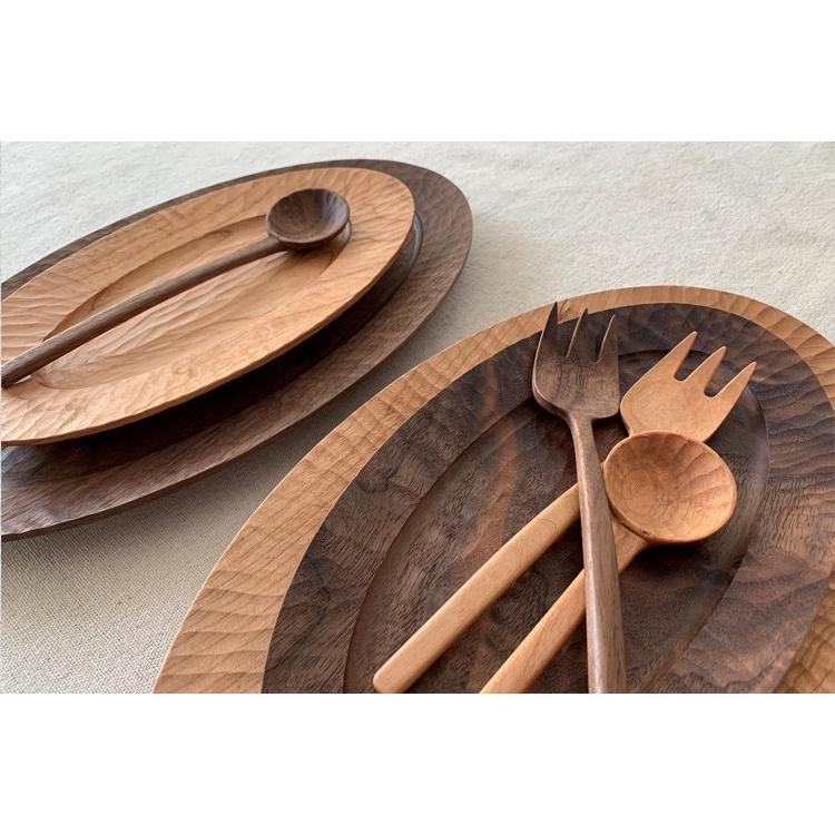 現貨稀！無漆款~精雕細琢水波紋雕刻工藝品木勺叉~黑胡桃木／櫻桃木實木勺木叉木湯匙烘培贈禮品收藏家用【CH558】-細節圖8