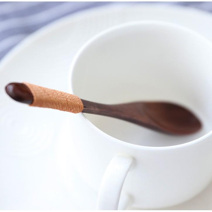 現貨！10-13CM迷你小湯匙~日式纏線木湯匙咖啡木勺 扁柄木勺子家用調料勺【CH247】-細節圖3