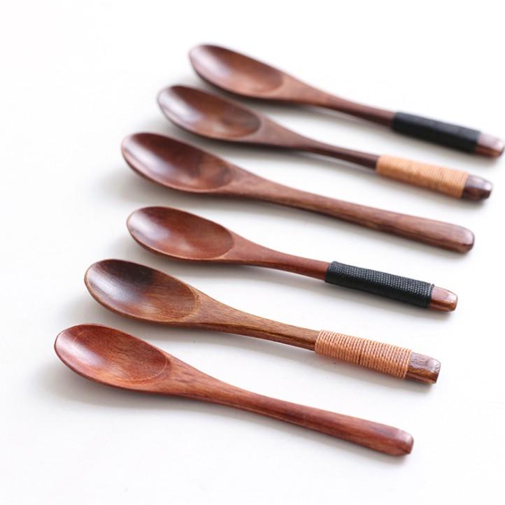 現貨！10-13CM迷你小湯匙~日式纏線木湯匙咖啡木勺 扁柄木勺子家用調料勺【CH247】-細節圖4