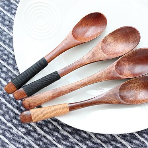 現貨！10-13CM迷你小湯匙~日式纏線木湯匙咖啡木勺 扁柄木勺子家用調料勺【CH247】-細節圖7