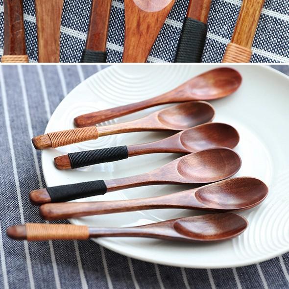 現貨！10-13CM迷你小湯匙~日式纏線木湯匙咖啡木勺 扁柄木勺子家用調料勺【CH247】-細節圖8