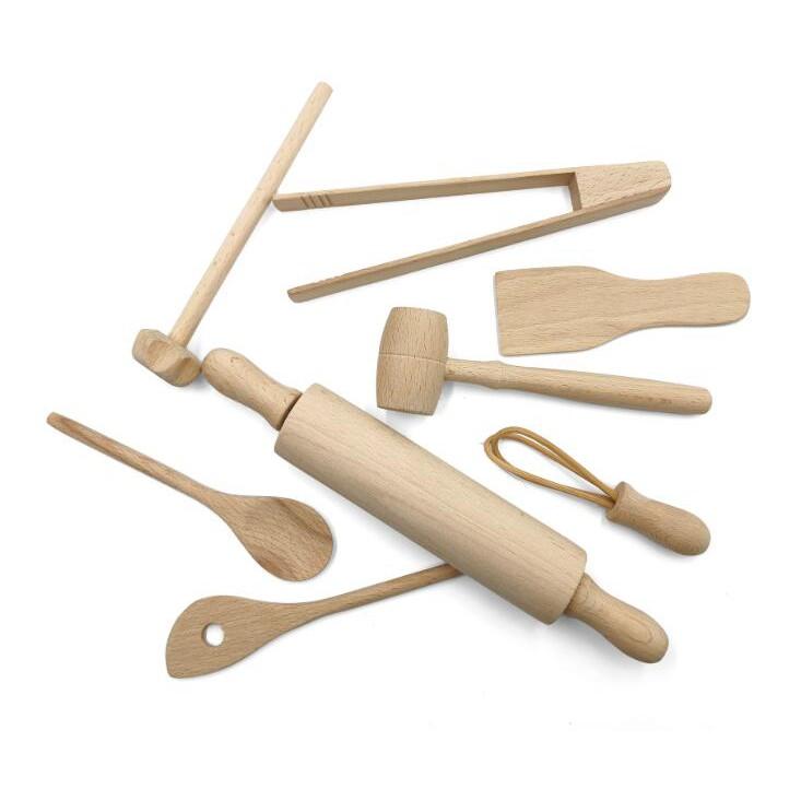 稀有無漆~八件組！櫸木餐廚廚房用品 桿麵棍 迷你木工具木勺木鏟打蛋器【CH475】-細節圖2