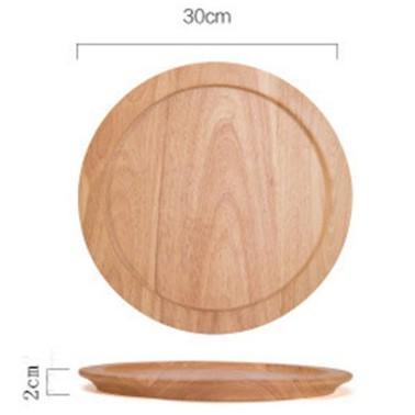 30CM圓盤橡膠木實木圓盤手作創意木盤咖啡點心盤子簡約茶盤【CH193】