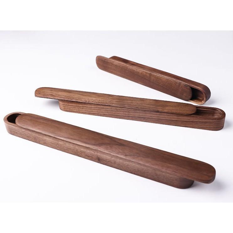 現貨稀！【2尺寸】黑胡桃木筆盒珍藏盒筷盒整木抽拉式木質筷子收納盒便攜筷子盒【CH112】-細節圖5