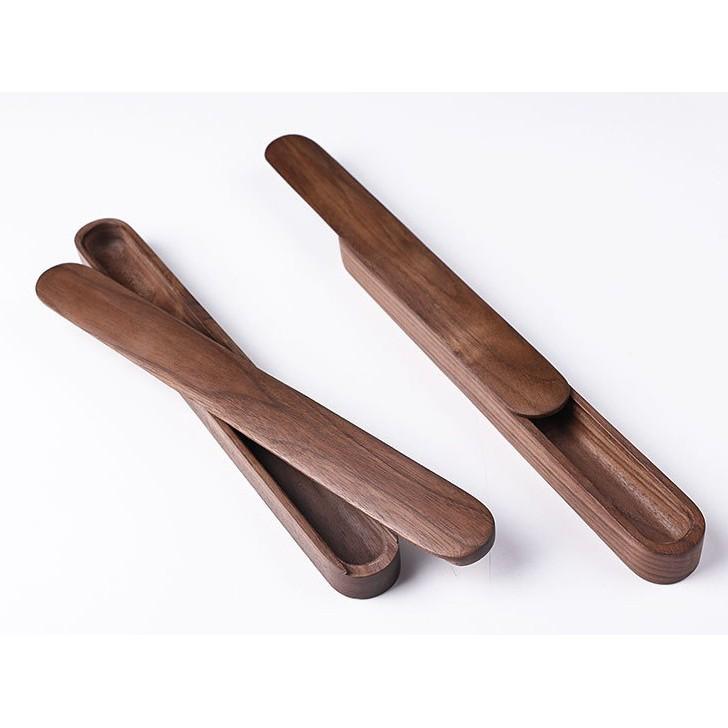 現貨稀！【2尺寸】黑胡桃木筆盒珍藏盒筷盒整木抽拉式木質筷子收納盒便攜筷子盒【CH112】-細節圖6