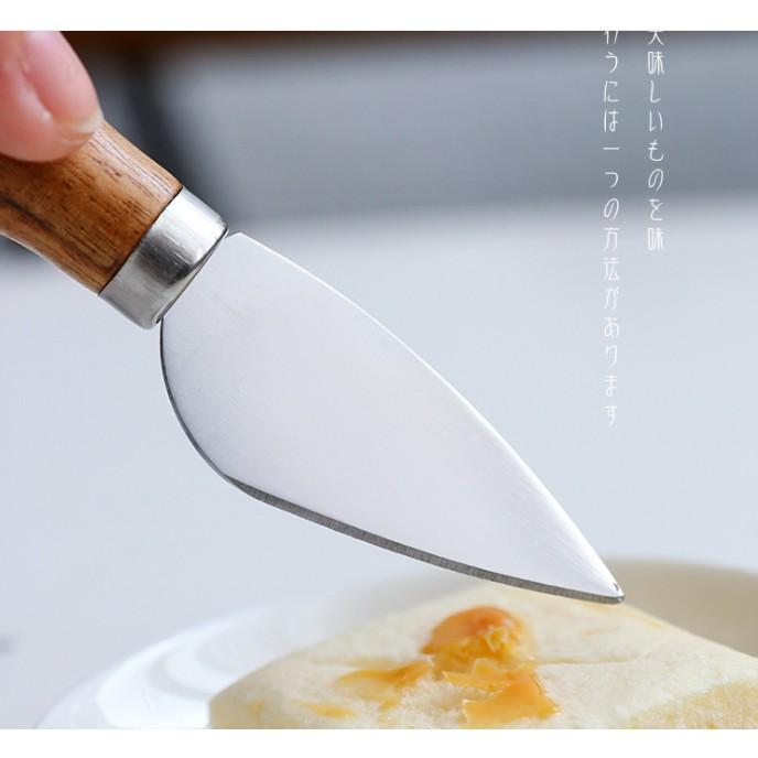 現貨！12.5CM~好用迷你小刀叉勺鋒利不銹鋼相思木柄起司奶油刀套裝 切蛋糕麵包芝士奶酪刀 【CH285】-細節圖8