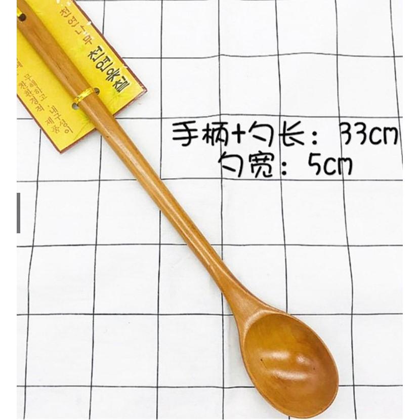 現貨！出韓國！33CM超稀復古色系~無漆加長柄超長熬湯攪拌料理勺酵素木勺 【CH287】-細節圖5