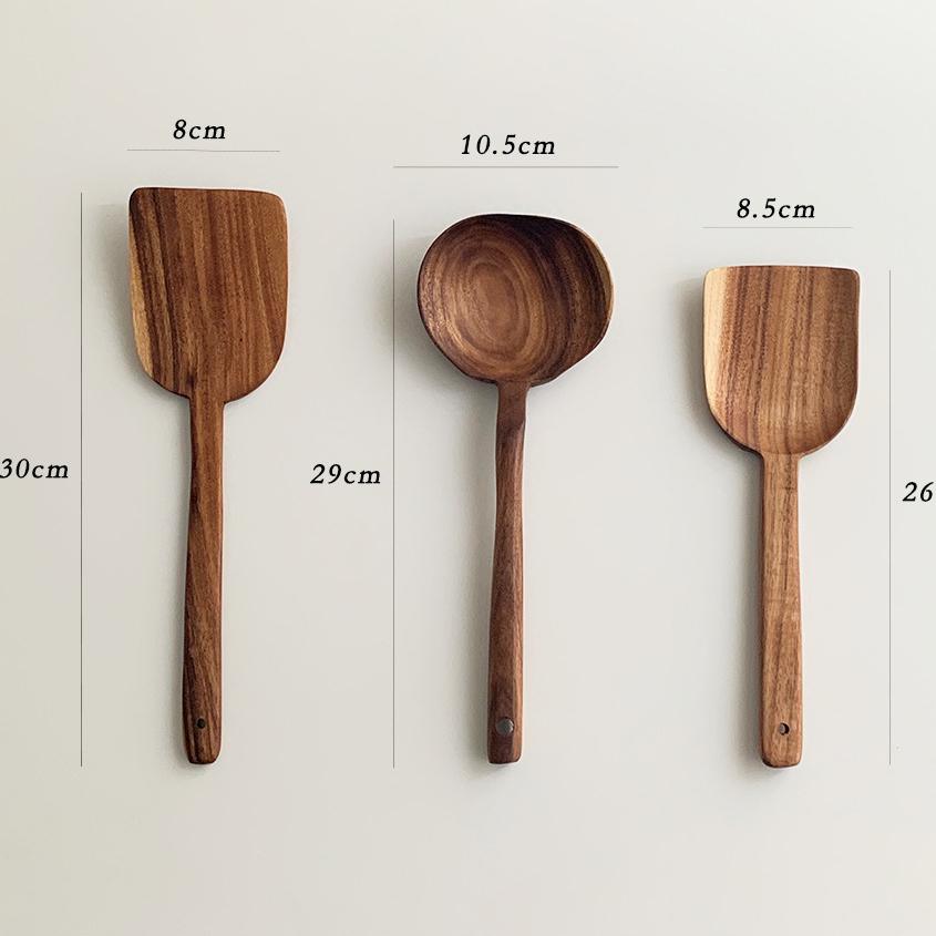 現貨稀！【厚實款】加長版異國風系列~家用柚木木鏟炒菜鏟子玉子燒木質鍋鏟【CH258】-細節圖2