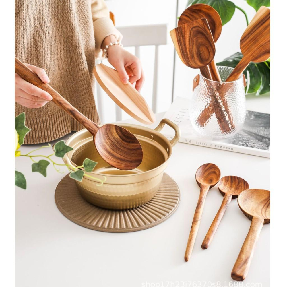 現貨稀！【厚實款】加長版異國風系列~家用柚木木鏟炒菜鏟子玉子燒木質鍋鏟【CH258】-細節圖4