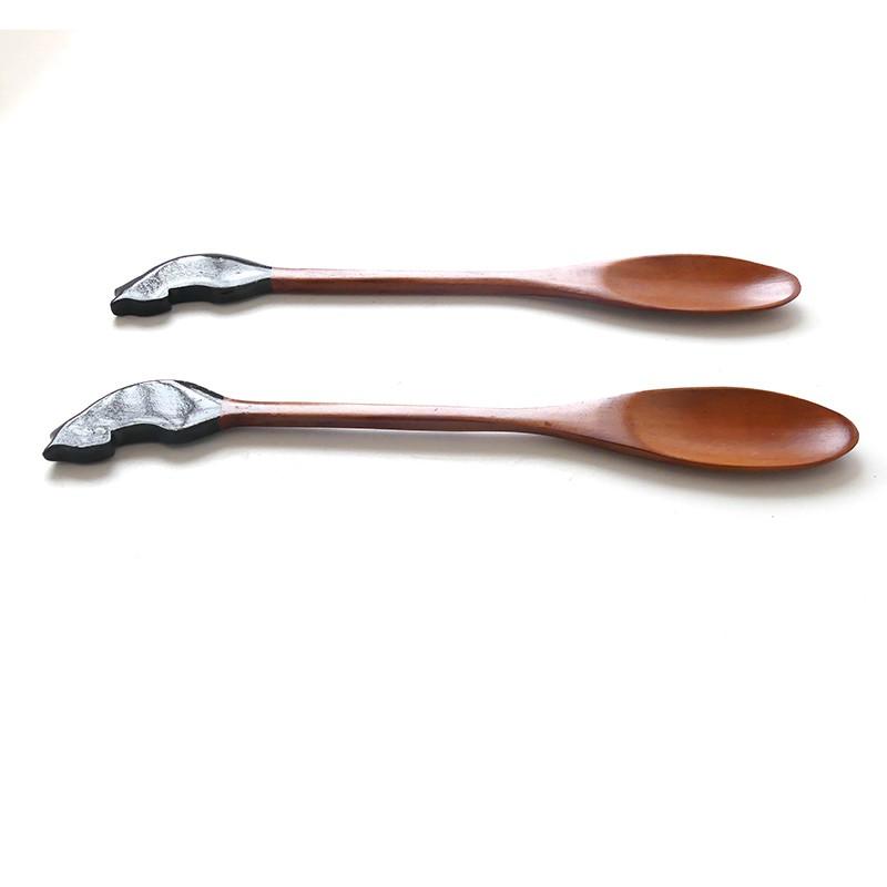 現貨！加長款21CM精品~可愛卡通小貓咪木勺攪拌勺 淺口咖啡勺 木湯匙【CH028】-細節圖4