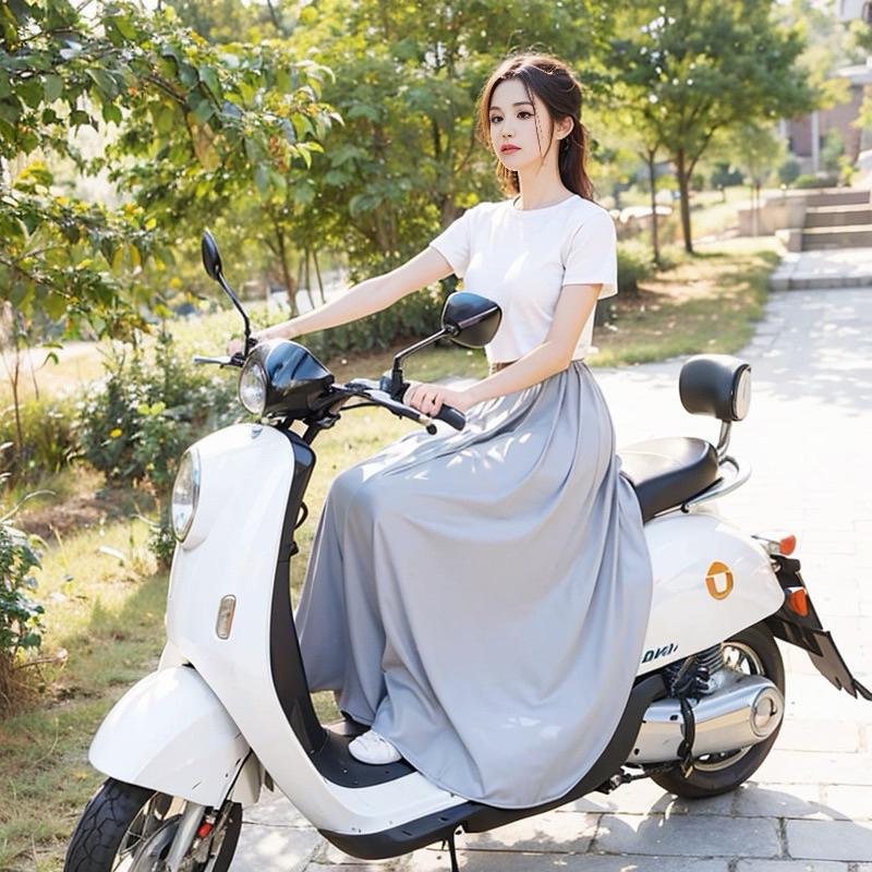 現貨-機車防曬圍裙 遮陽裙 遮陽圍裙  透氣 遮陽 防走光 半身長裙 防曬裙 涼感 防曬 機車防曬 機車裙 加長加大-細節圖5