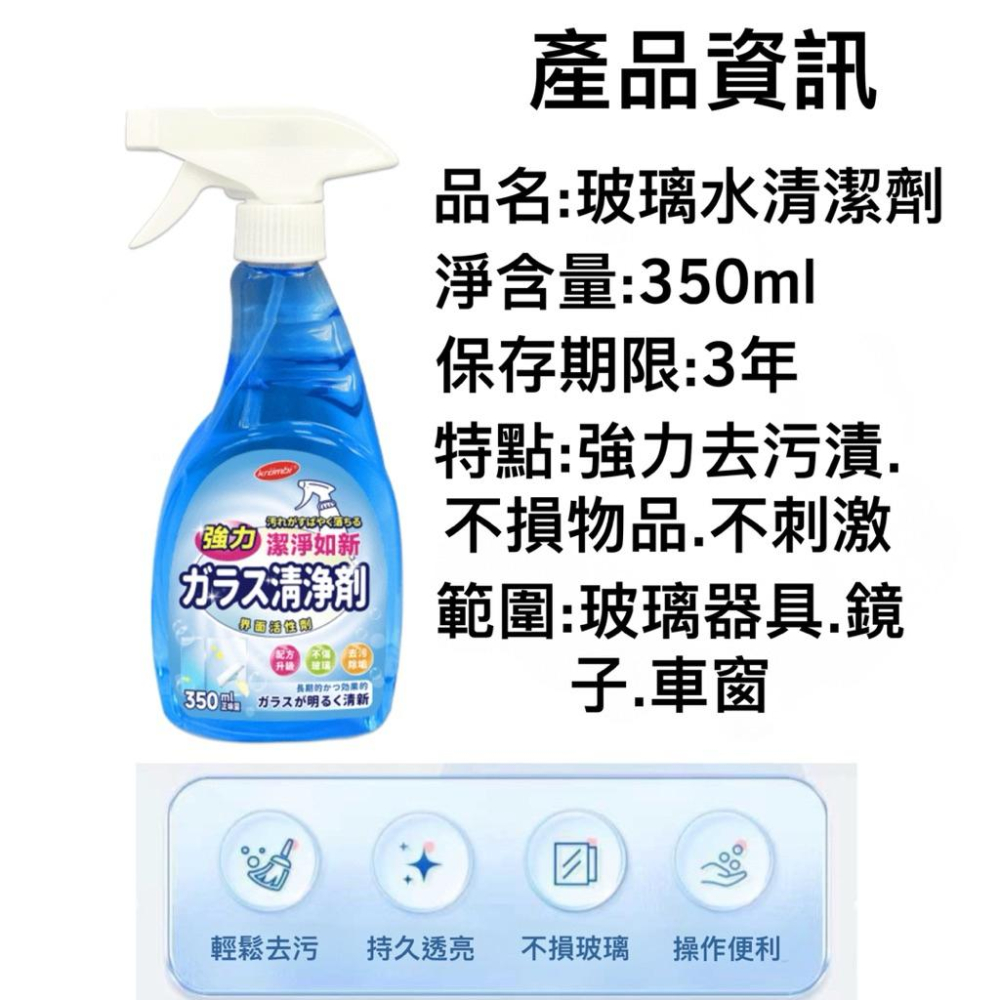 台灣現貨/隔日-【99.9%去污】強力玻璃清潔劑 350ml 家用車用 玻璃清潔劑 玻璃清潔噴霧 玻璃亮潔劑 玻璃除垢劑-細節圖8
