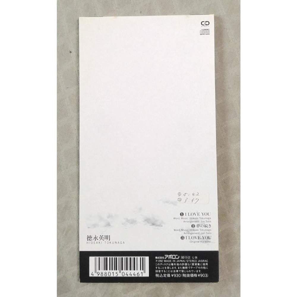 德永英明 - I Love You (2)   日版 二手單曲 CD-細節圖2