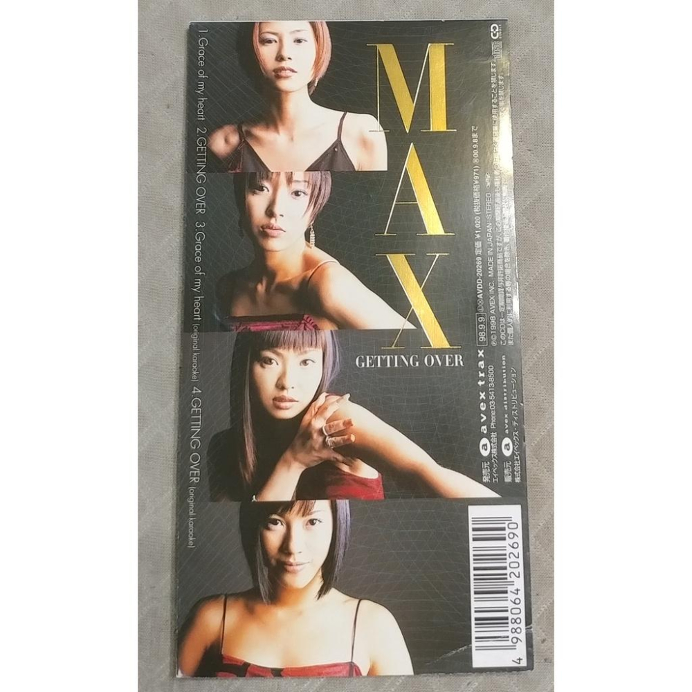 MAX - Grace of my heart／GETTING OVER   日版 二手單曲 CD-細節圖2