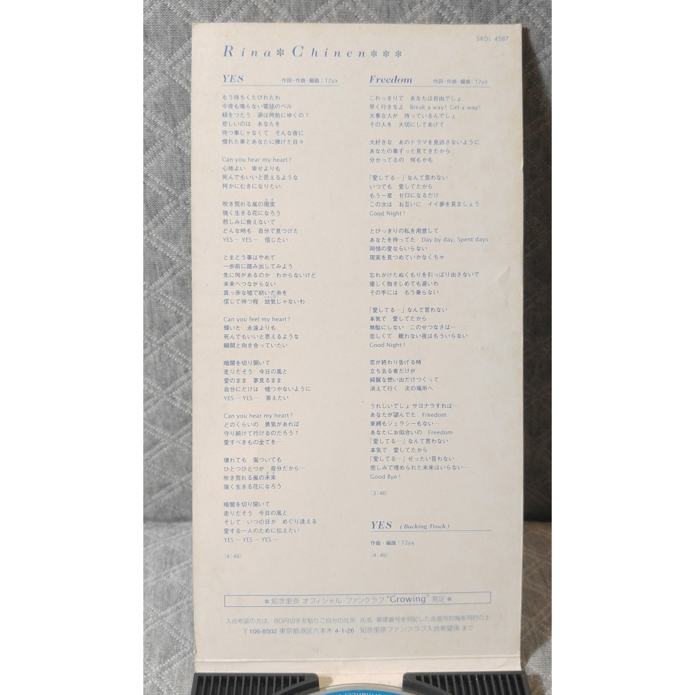 知念里奈 - YES   日版 二手單曲 CD-細節圖6