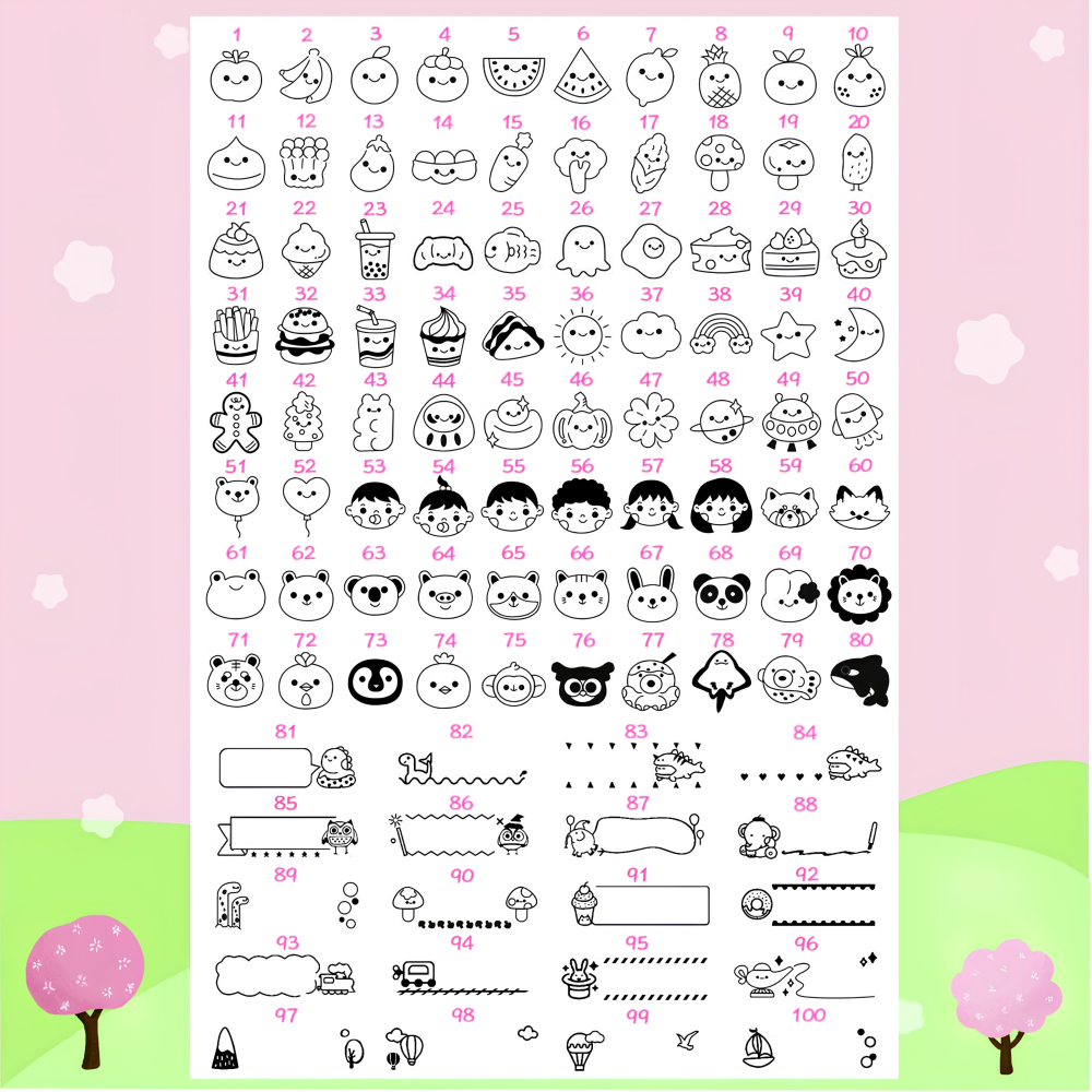 【印森活】馬卡龍素面印章搭配獨家設計動物水晶貼 白色/粉色/藍色－連續印章(印面大小3.2*1.2公分)-細節圖2