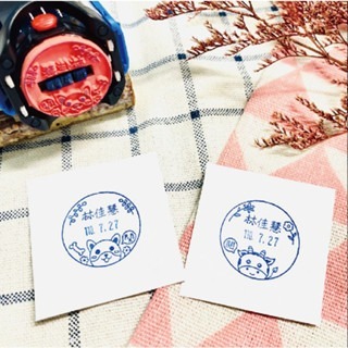 【印森活】新力牌日期翻轉章 花邊/動物插圖款/2.4公分直徑｜教學章 老師章 日期章 翻轉章 新力牌章 客製化-細節圖3