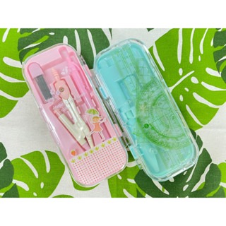 【印森活】馬卡龍色文青圓規文具組｜圓規 筆芯 原子筆 尺 量角器 三角板 文具 文具組-細節圖2