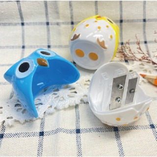 【印森活】可愛貓頭鷹雙孔削筆器｜削鉛筆機 削筆小物 簡易削鉛筆 可愛動物 四色 削筆機-細節圖3