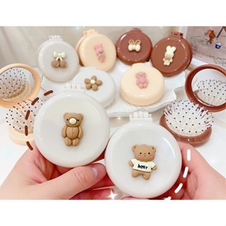 【印森活】小熊氣囊梳 ｜折疊氣囊梳 折疊梳 化妝鏡梳子 隨身鏡 圓形梳子 按摩梳鏡子-細節圖2